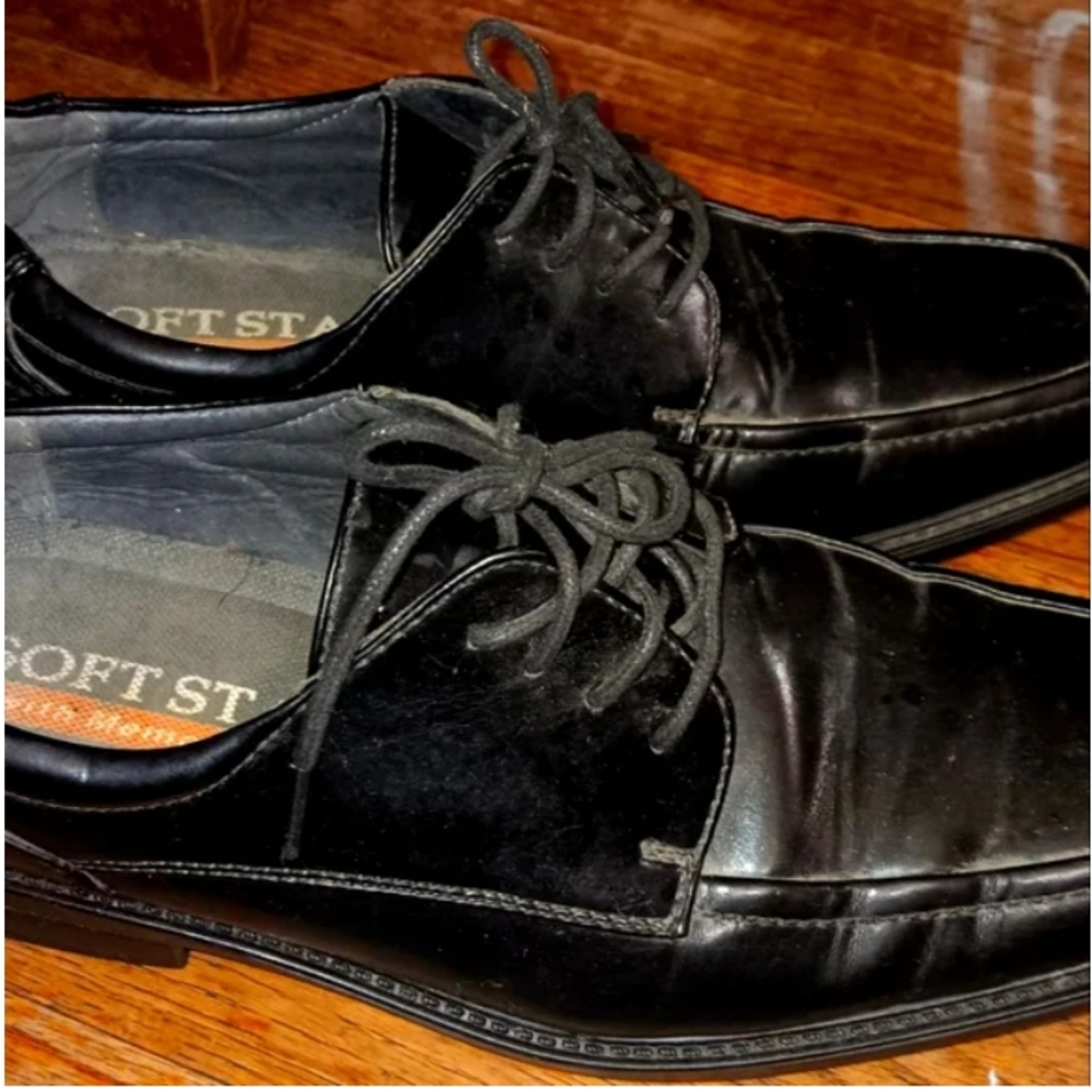 Softstags Memory Foam Black Oxford Casual Leather Dress Shoes Men's Size 10M